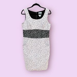 Nue by Shani Black & White Floral Sheath Dress Sleeveless Pockets